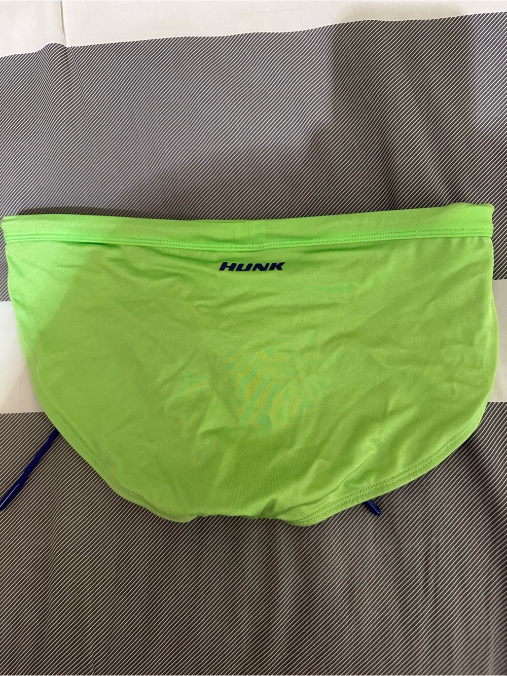 USED HUNK Blue and Neon Green Swim Sport Briefs L - Picture 2 of 5